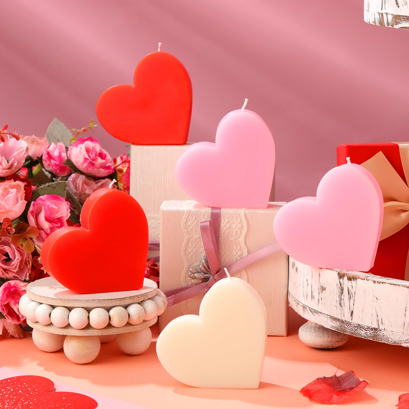 Foto 4 pulgar | Velas Aromáticas Mtlee, Velas De Soja En Forma De Corazón, Juego De 6 - Venta Internacional.