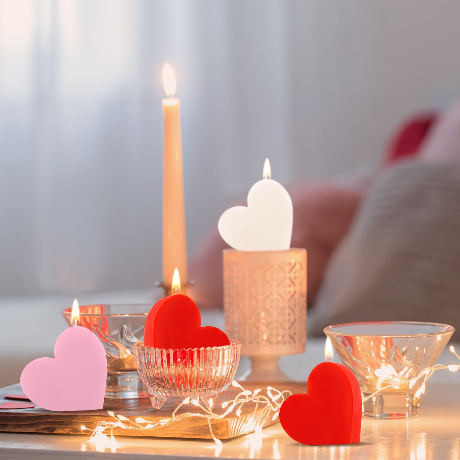Foto 5 pulgar | Velas Aromáticas Mtlee, Velas De Soja En Forma De Corazón, Juego De 6 - Venta Internacional.