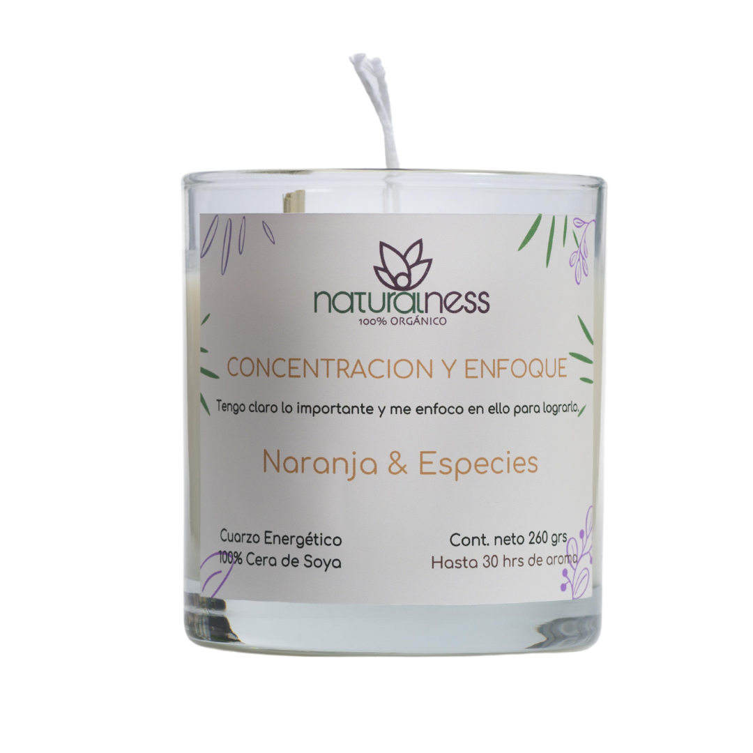 Vela Aromática Con Intención "Concentración y enfoque" , Cuarzo Energético, Plantas Decorativas-elaboradas Con Ce