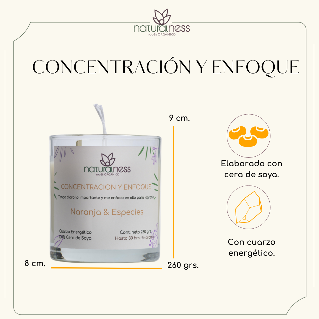 Foto 3 pulgar | Vela Aromática Con Intención "Concentración y enfoque" , Cuarzo Energético, Plantas Decorativas-elaboradas Con Ce