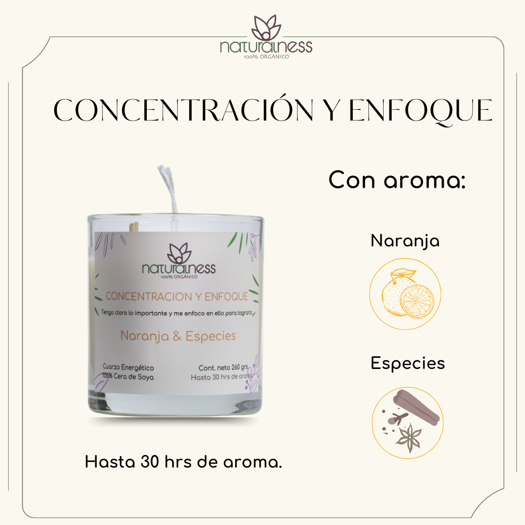 Foto 6 pulgar | Vela Aromática Con Intención "Concentración y enfoque" , Cuarzo Energético, Plantas Decorativas-elaboradas Con Ce