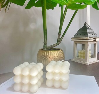 Foto 6 | 2 Velas De Burbuja Decorativa Blanca - Hecha A Mano A Base De Cera De Soya Natural