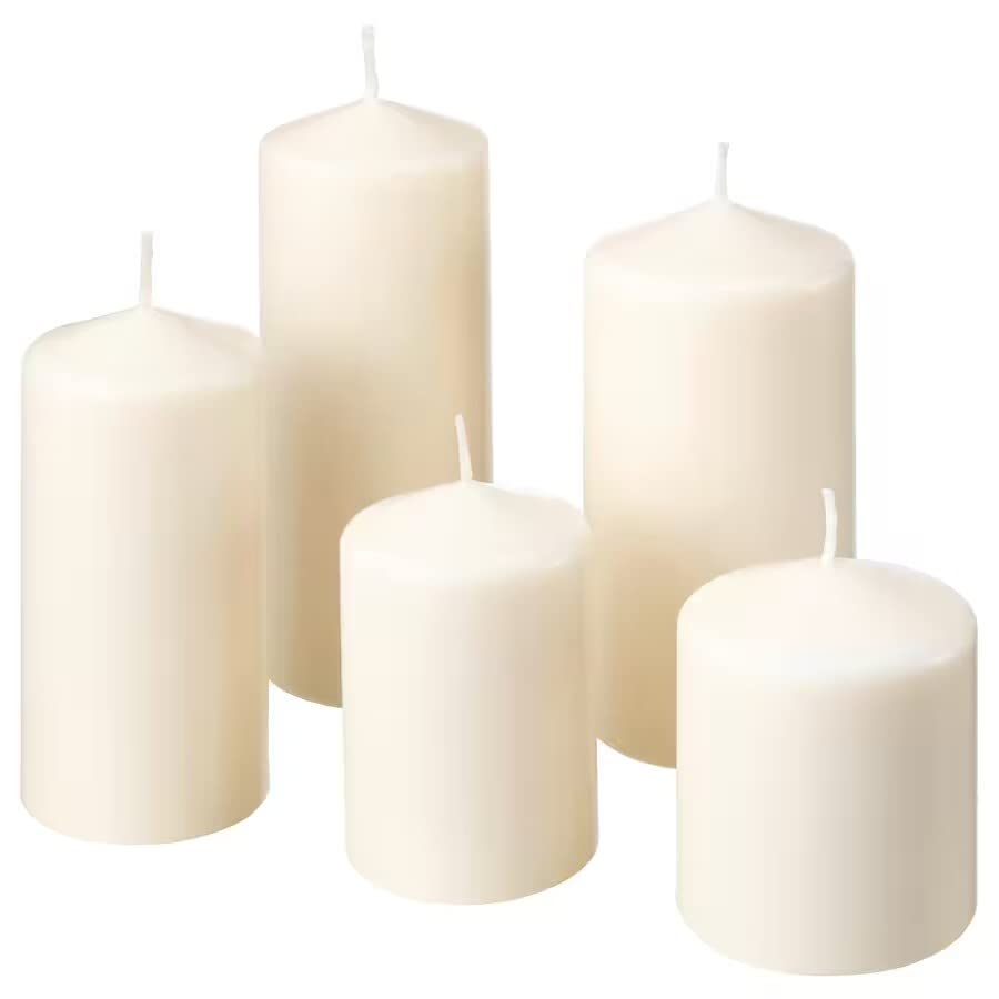 Velas Decorativas ProudCo Varios Tamaños Sin Perfume y Sin Goteo 5 Piezas