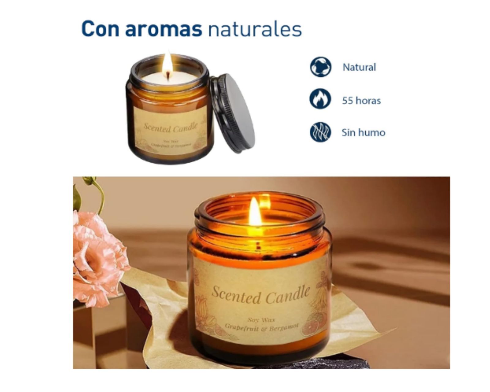 Foto 5 pulgar | Set de 3 Velas Bluelander Aromáticas Decorativas de 3.5 OZ 100% Cera Pura de Soya