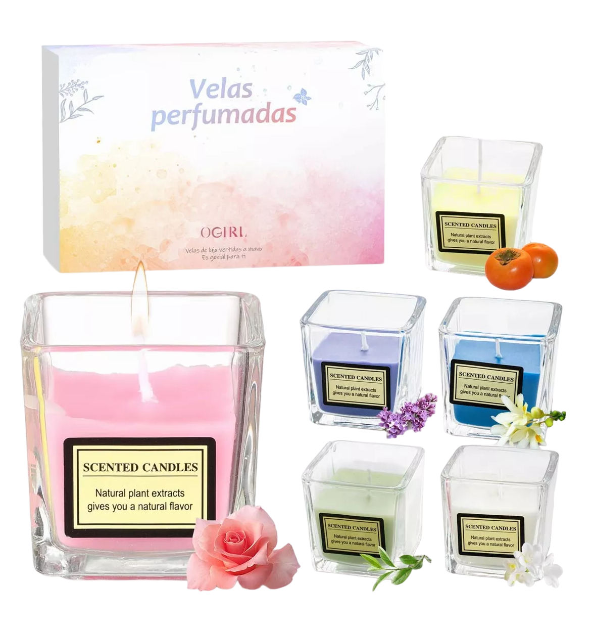 Foto 2 pulgar | Velas Aromáticas De Cera De Soja Románticas 6 Piezas