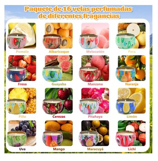 Foto 2 | Velas Aromáticas De Cera De Soja 16 Piezas