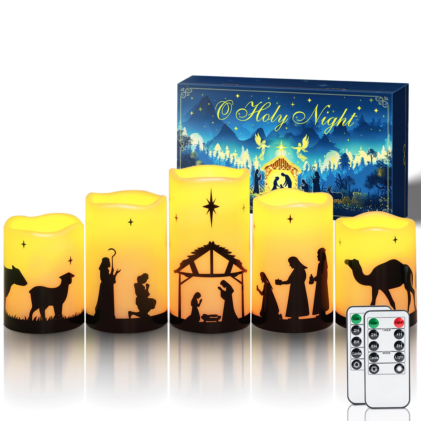 Foto 2 pulgar | Set De 5 Velas Navideñas Sin Llama Para El Pesebre - Venta Internacional.