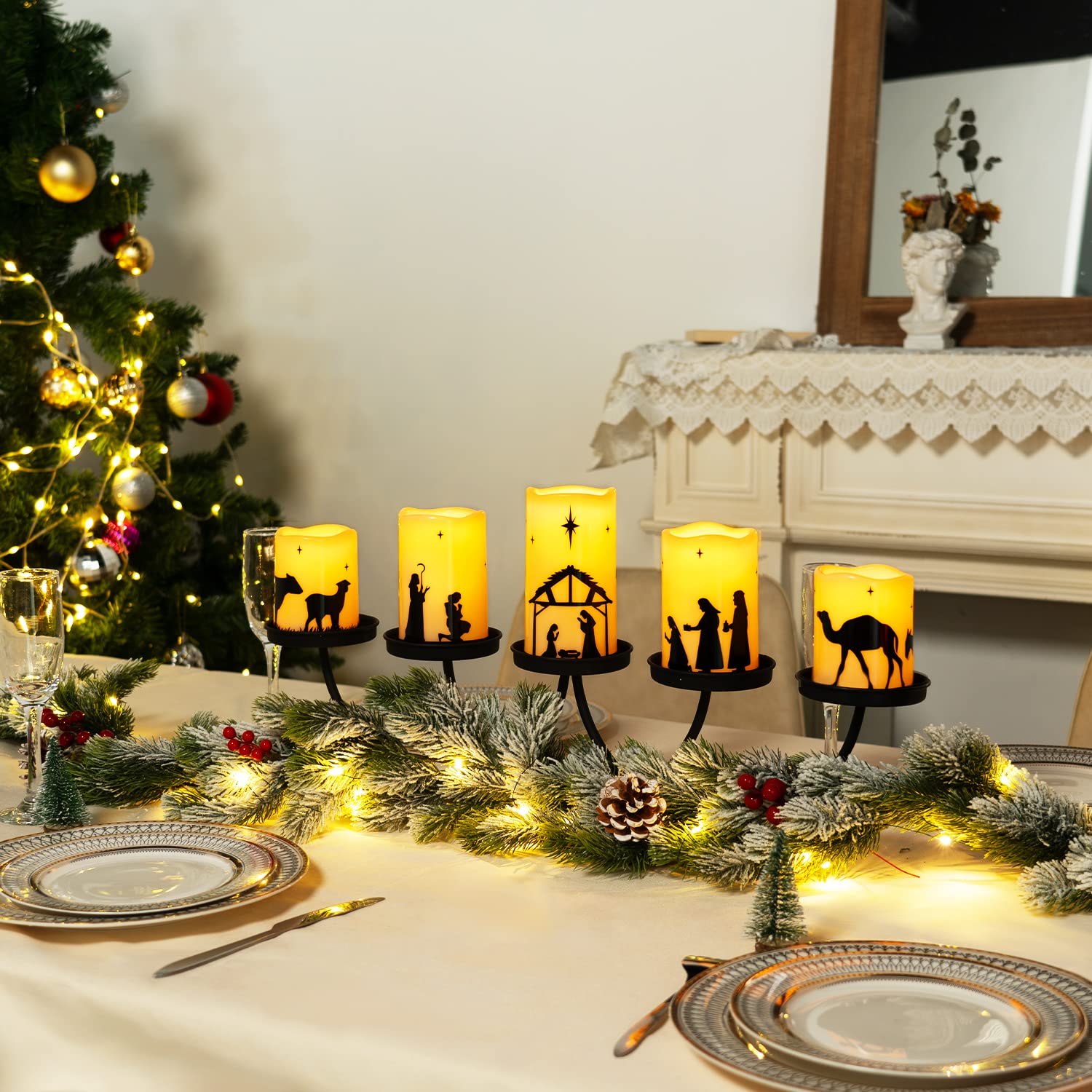 Foto 5 pulgar | Set De 5 Velas Navideñas Sin Llama Para El Pesebre - Venta Internacional.