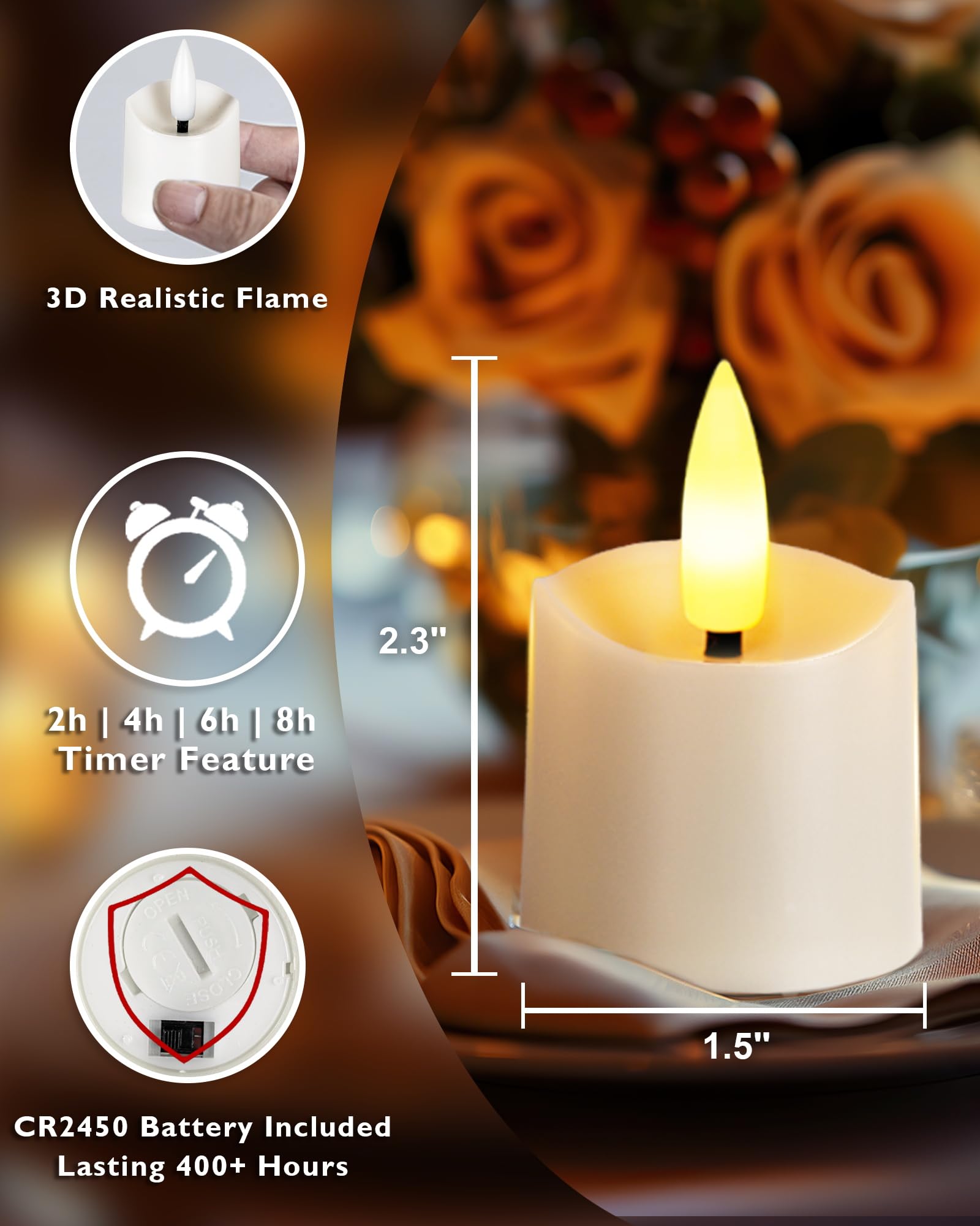 Foto 5 pulgar | Velas Votivas Led Homemory, Paquete De 12 Con Mando A Distancia - Venta Internacional.