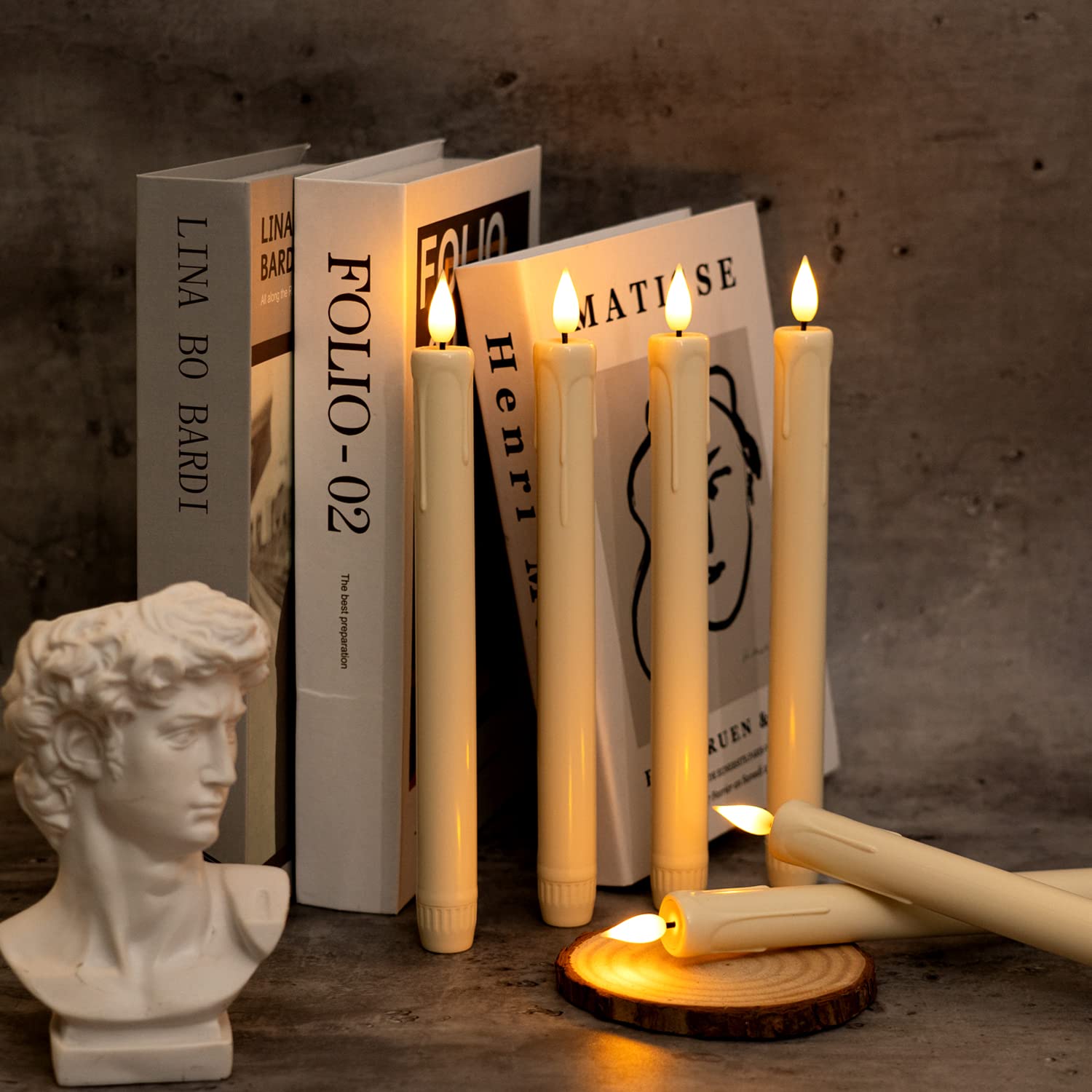 Foto 5 | Velas Cónicas Sin Llama Homemory Ivory Con Mando A Distancia De 24 Cm, 6 Unidades - Venta Internacional.