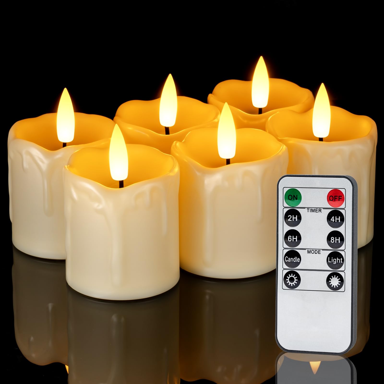 Velas Votivas Sin Llama Homemory, 2 X 2 Con Temporizador Remoto, Paquete De 6 - Venta Internacional.