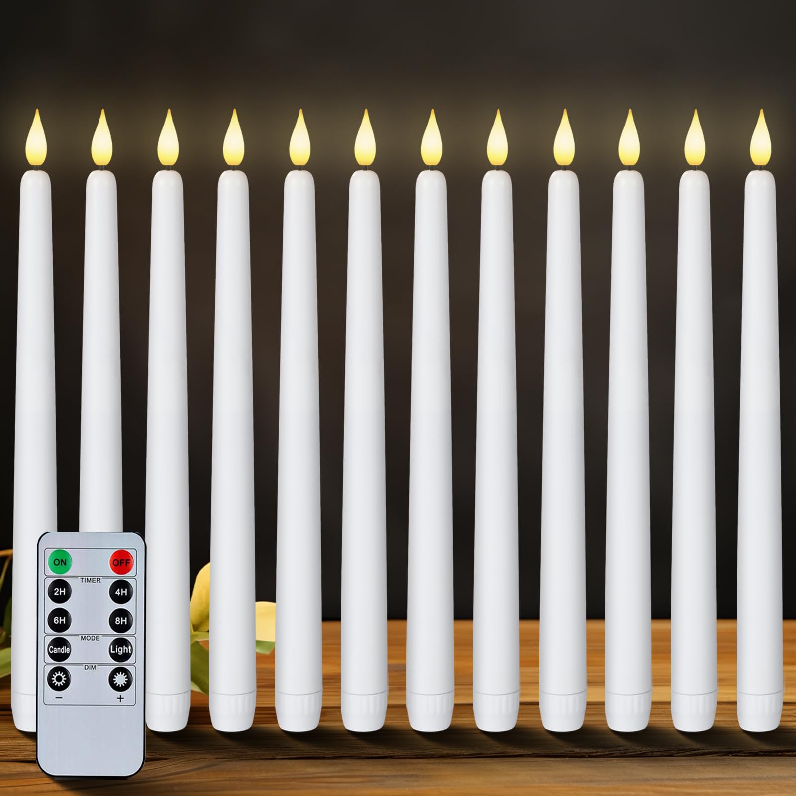 Velas Cónicas Sin Llama Homemory, 11 Pulgadas, Led Blancas, 12 Unidades - Venta Internacional.