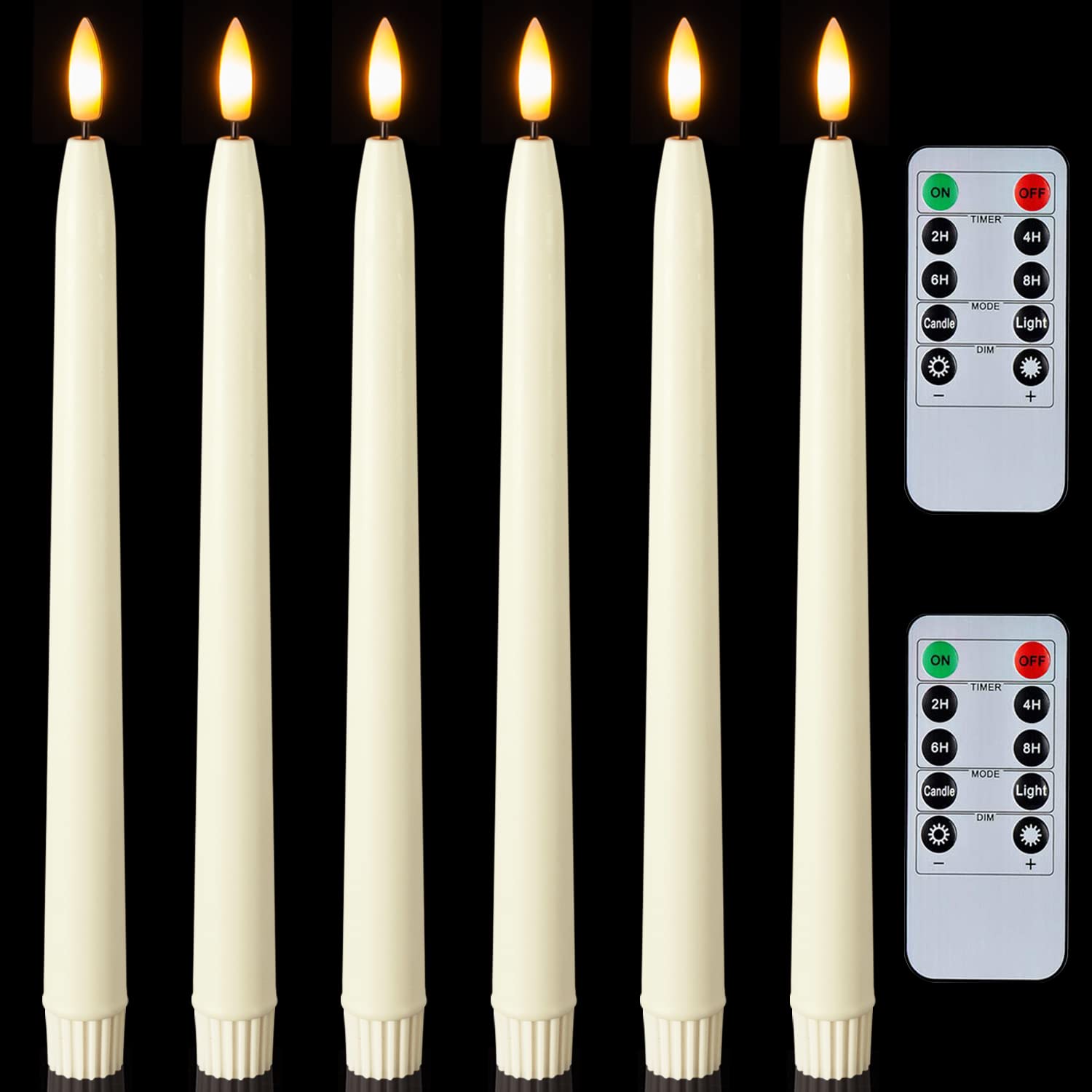 Velas Cónicas Sin Llama Homemory Waxy De 28 Cm Con Mando A Distancia, 6 Unidades - Venta Internacional.