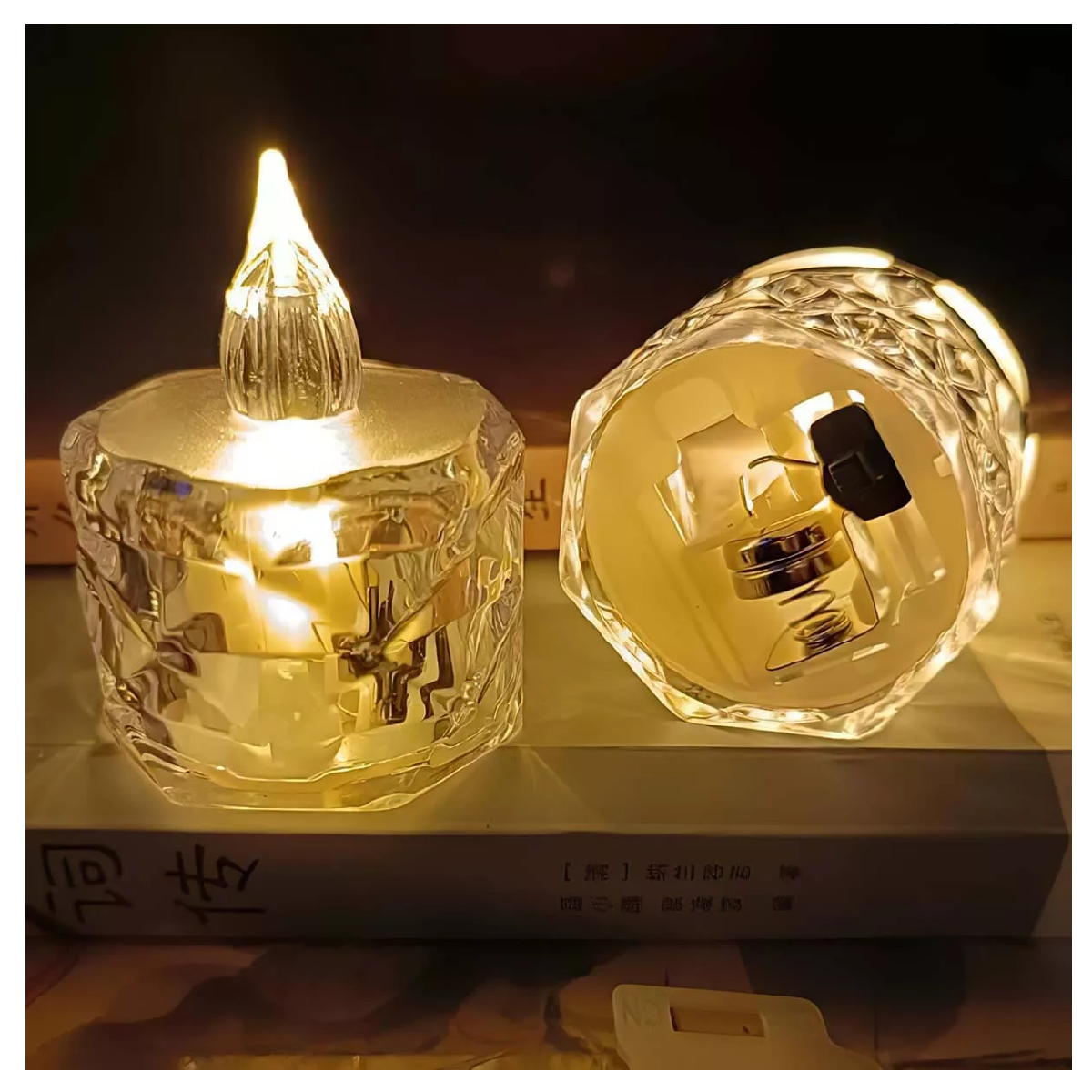 Foto 4 pulgar | Velas de Aspecto Cristal Led para Decorar