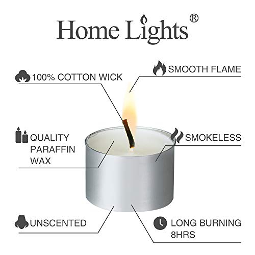 Foto 3 | Velas Tealight Homelights, 8 Horas De Combustión, 200 Unidades, Color Blanco - Venta Internacional.