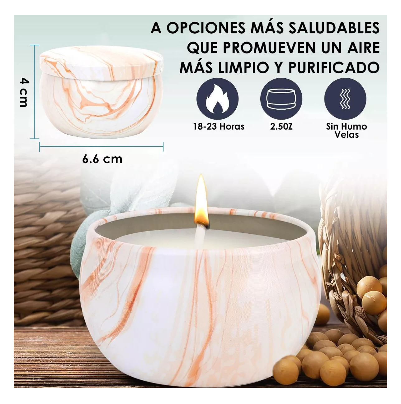 Foto 5 pulgar | Velas Aromáticas Decorativas Vela Perfumadas Soya 2.2oz 16 Pzs