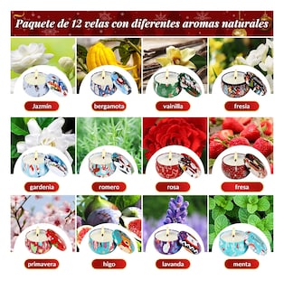 Foto 2 | Velas Aromáticas Decorativa Navidad De Cera Soja 2.5oz 12 Pcs