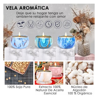 Foto 3 | Velas Aromáticas Decorativas Vela Perfumadas Soya 2.2oz 16 Pzs