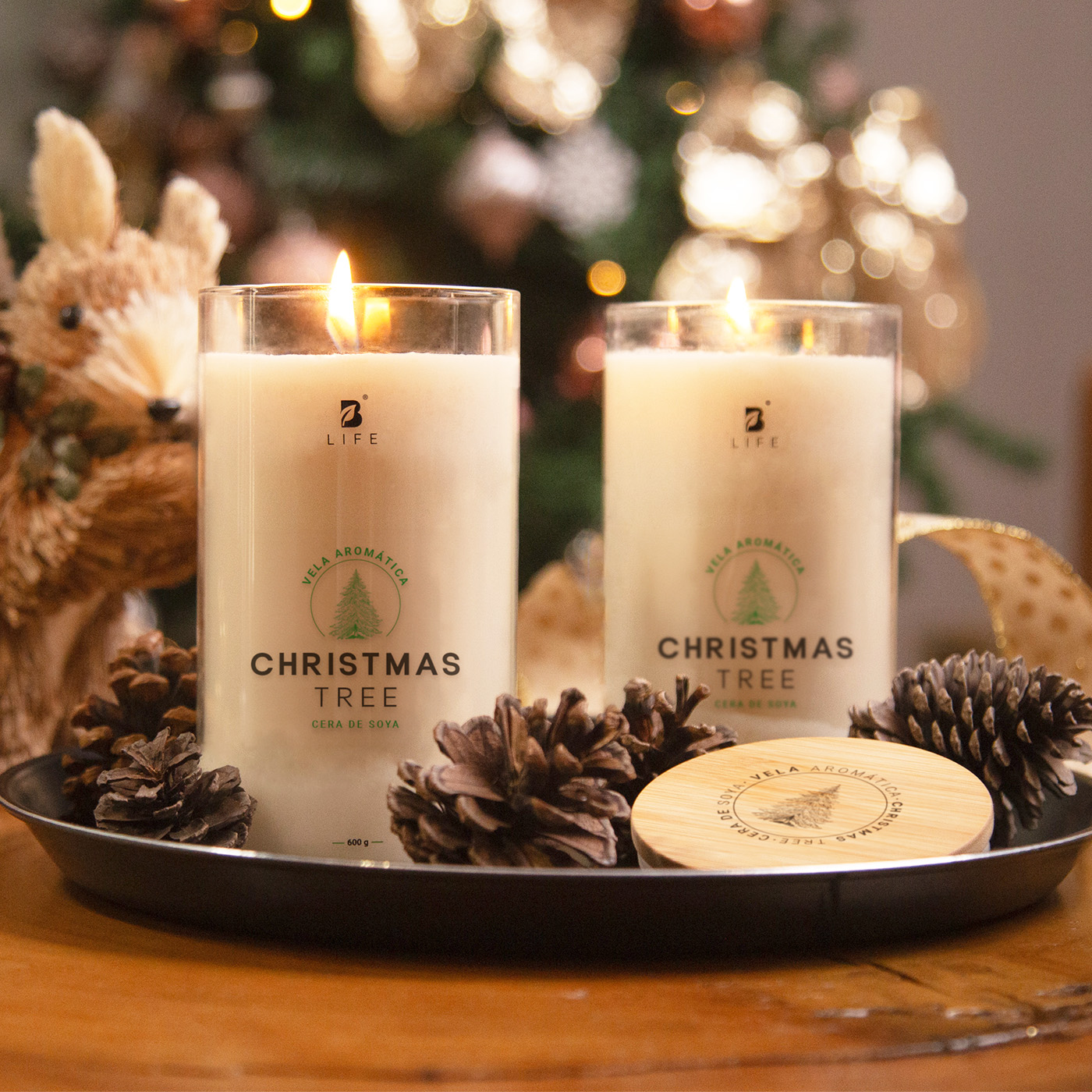 Foto 7 | Vela De Soya Aromática Árbol De Navidad | 600 G | Duración 120 Horas | Christmas Tree Aromatic Candle | B Life.