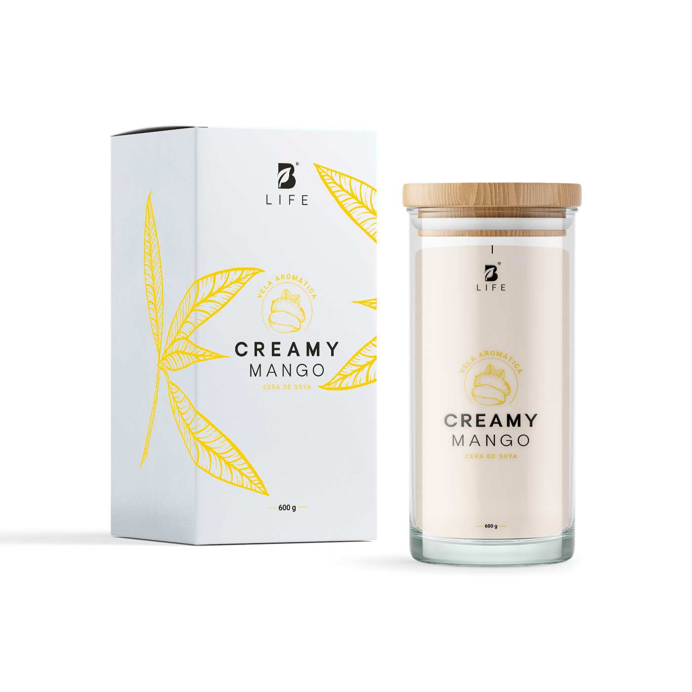 Vela De Soya Aromática | 600 G | Aroma Mango | Duración 120 Horas | Cera Para Masaje | Creamy Mango Aromatic Cand