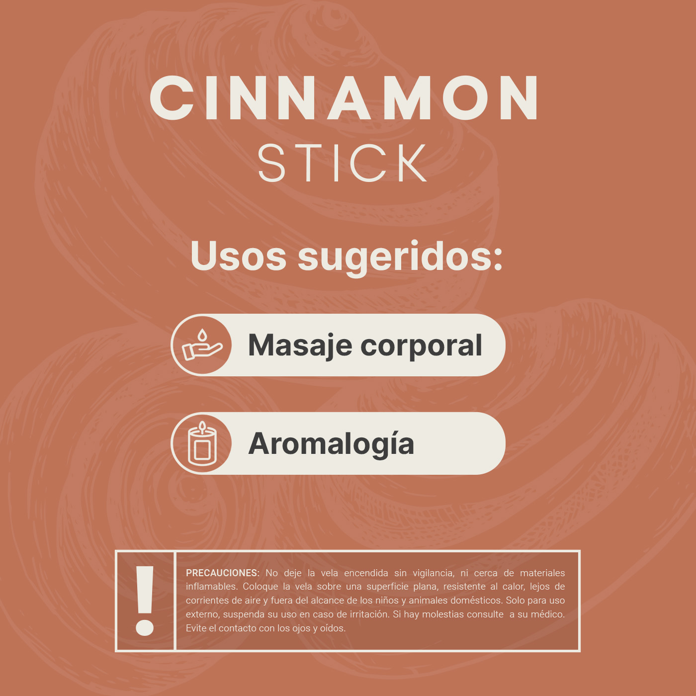Foto 4 | Vela De Soya Aromática | 600 G | Aroma Canela | Duración 120 Horas | Cera Para Masaje | Cinnamon Stick Aromati
