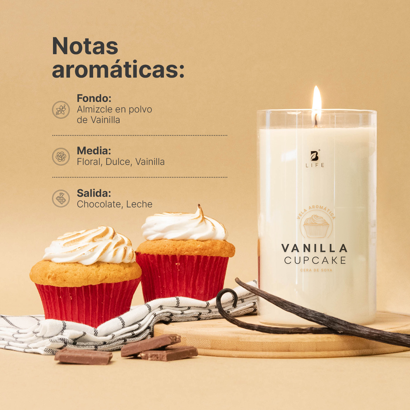 Foto 4 pulgar | Vela de Soya Aromática B Life Cupcake de Vainilla 600 G