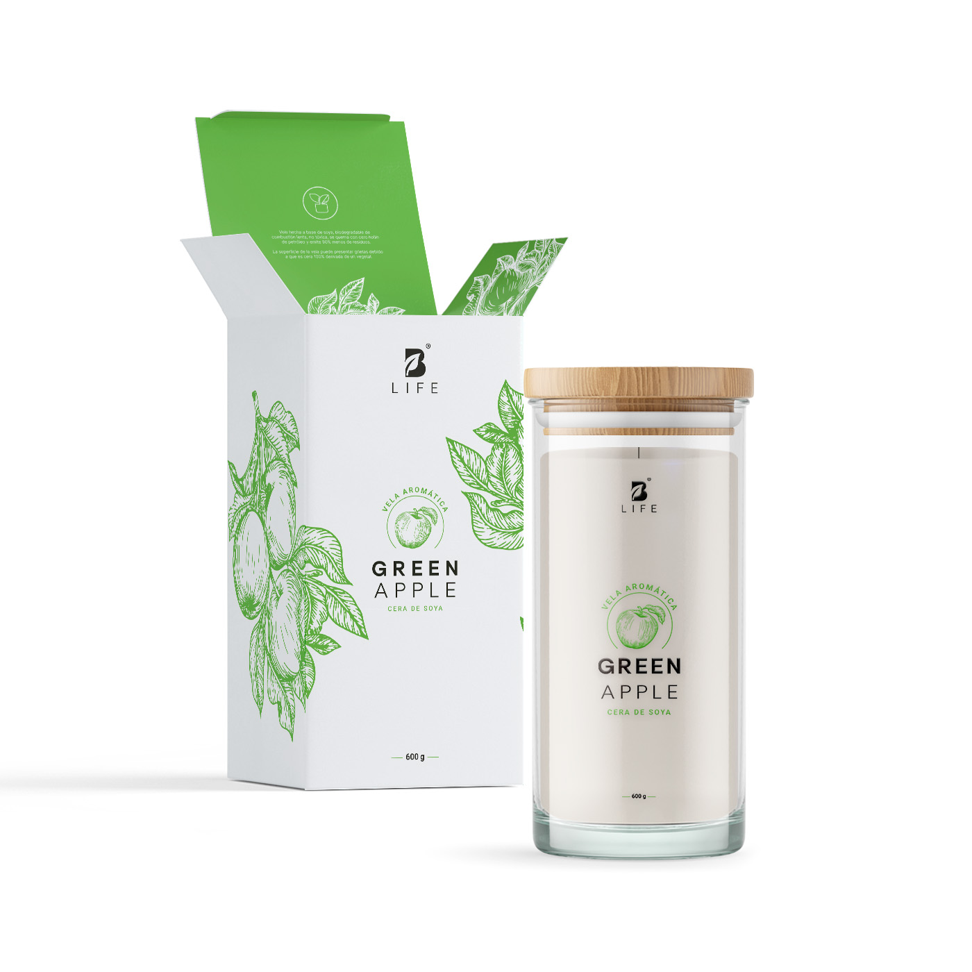 Foto 1 | Vela de Soya Aromática 600 G Aroma Frutas Verdes Duración 120 Horas B Life
