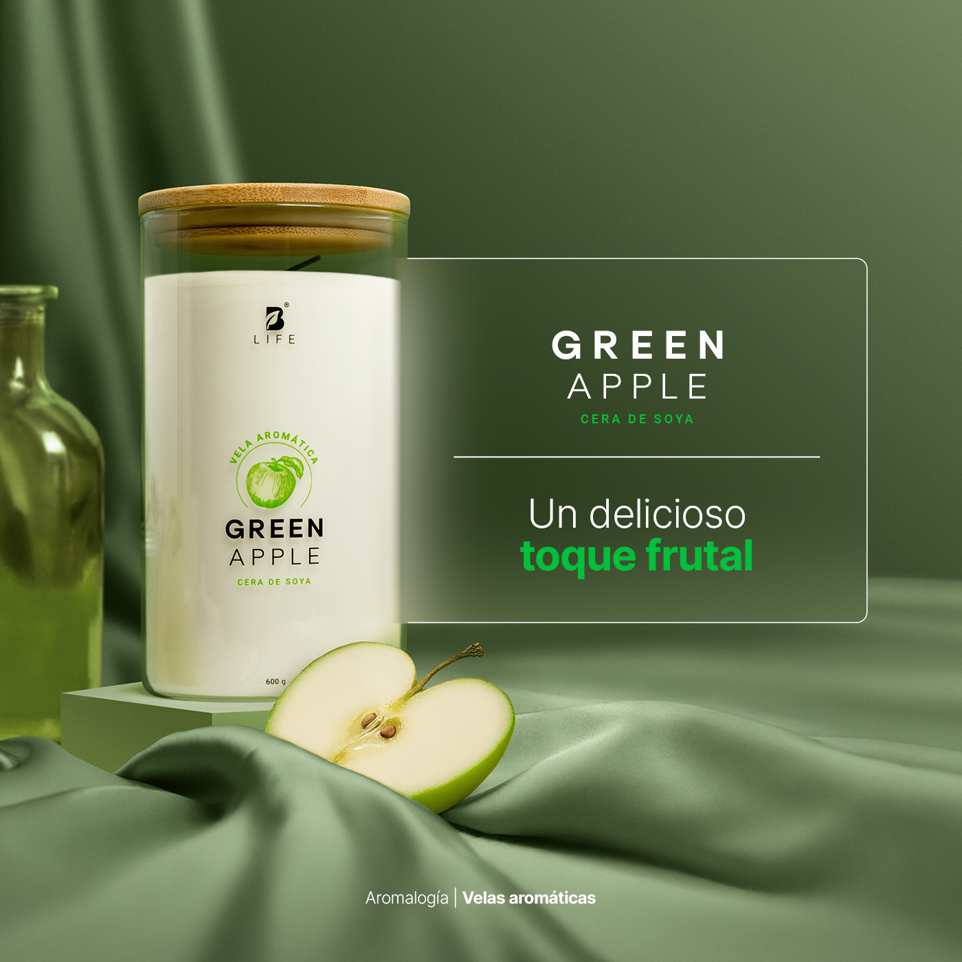 Foto 8 pulgar | Vela de Soya Aromática 600 G Aroma Frutas Verdes Duración 120 Horas B Life