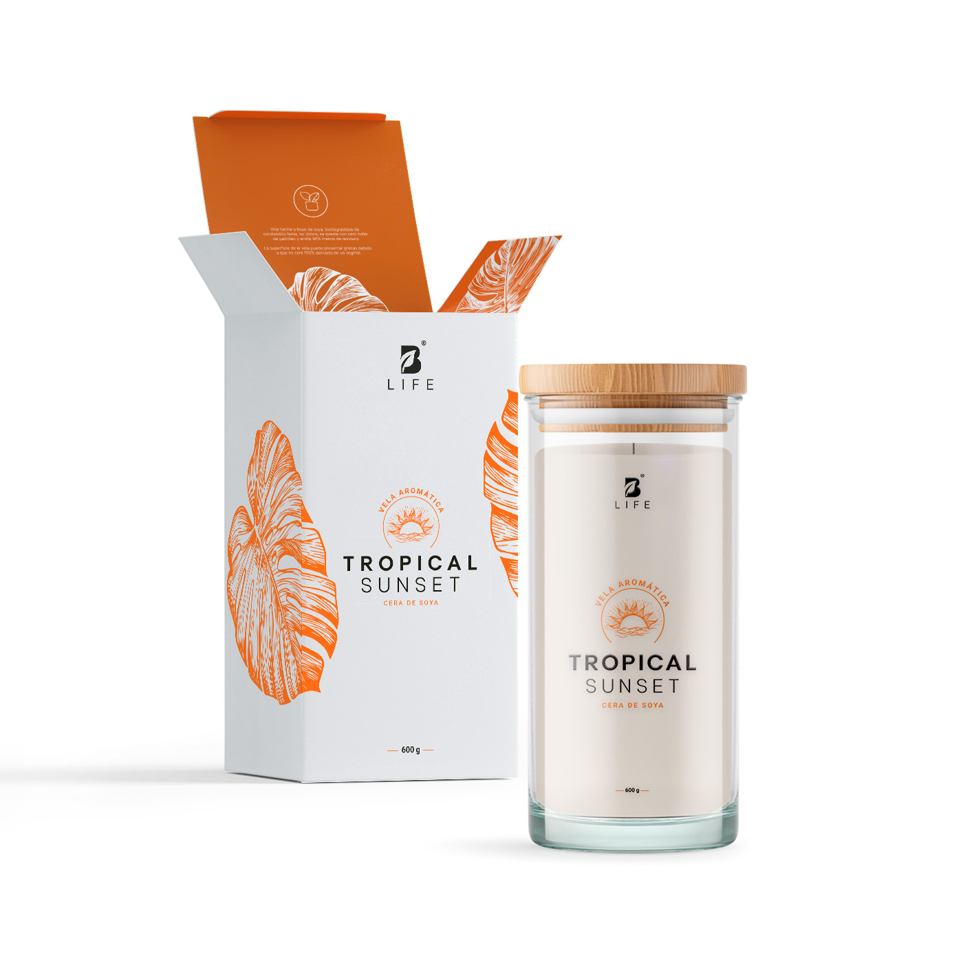 Vela de Soya Aromática 600 G Aroma Frutas Tropicales Duración 120 Horas B Life