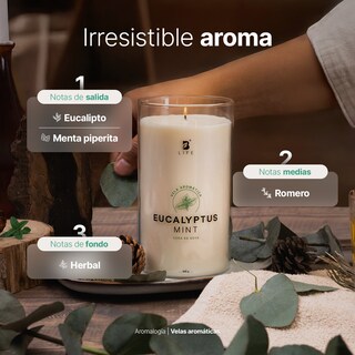 Foto 3 | Vela de Soya Aromática 600 G Aroma Eucalipto y Menta Duración 120 Horas B Life