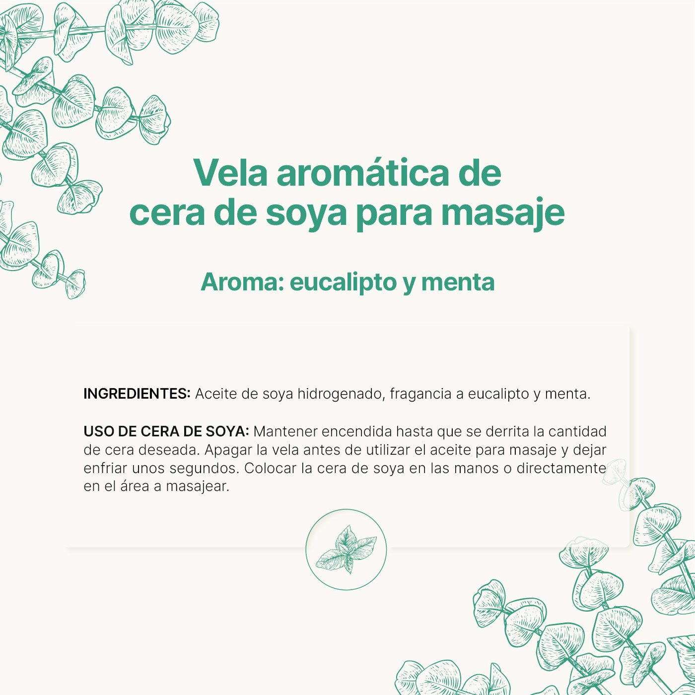 Foto 8 | Vela de Soya Aromática 600 G Aroma Eucalipto y Menta Duración 120 Horas B Life