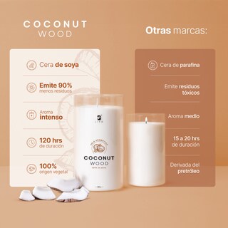 Foto 2 | Vela de Soya Aromática 600 G Aroma Coco y Sándalo Duración 120 Horas B Life
