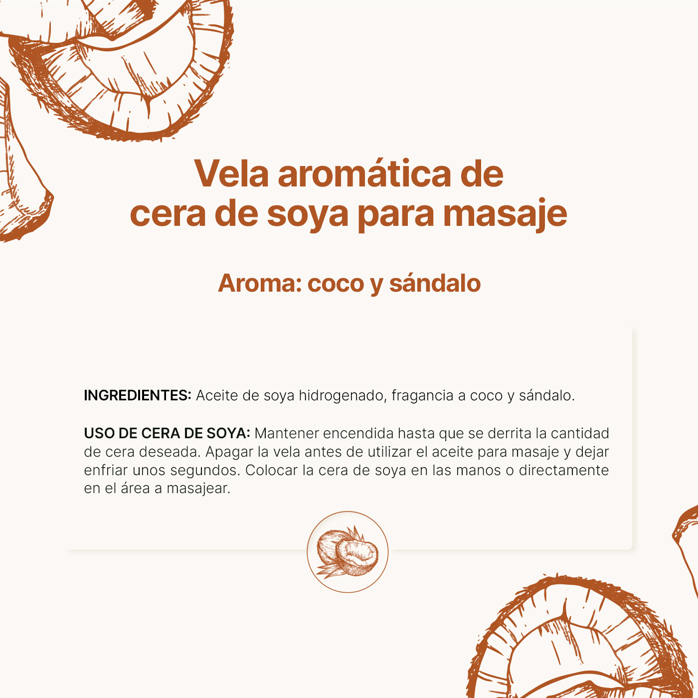 Foto 9 pulgar | Vela de Soya Aromática 600 G Aroma Coco y Sándalo Duración 120 Horas B Life
