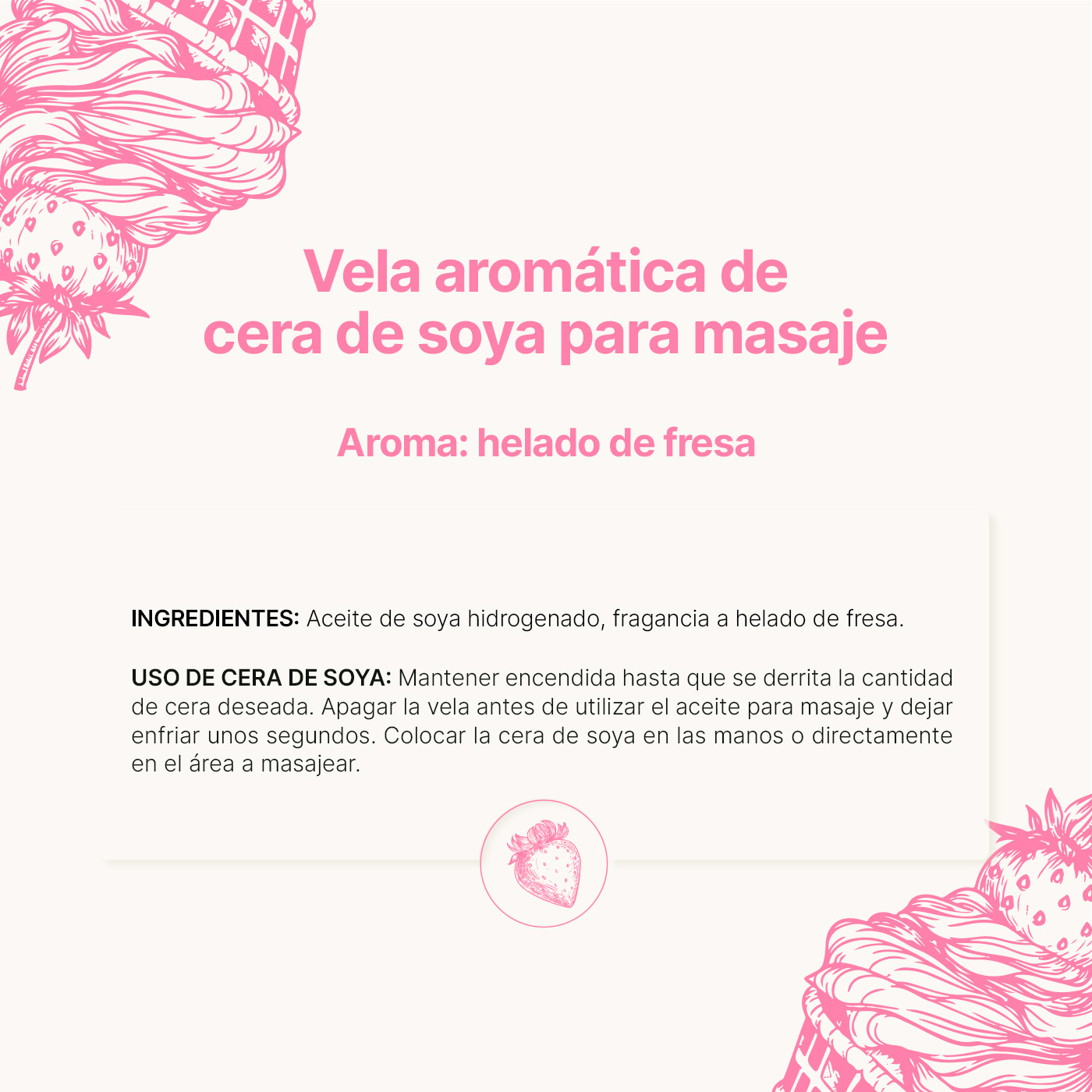 Foto 9 pulgar | Vela de Soya Aromática 600 G Aroma Helado de Fresa Duración 120 Horas B Life