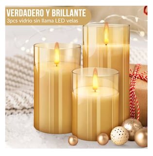 Foto 2 | Velas Led Recargable Control Remoto Impermeable 3 piezas Amarillo
