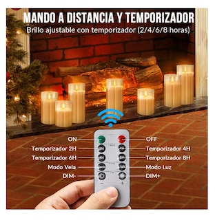 Foto 3 | Velas Led Recargable Control Remoto Impermeable 3 piezas Amarillo