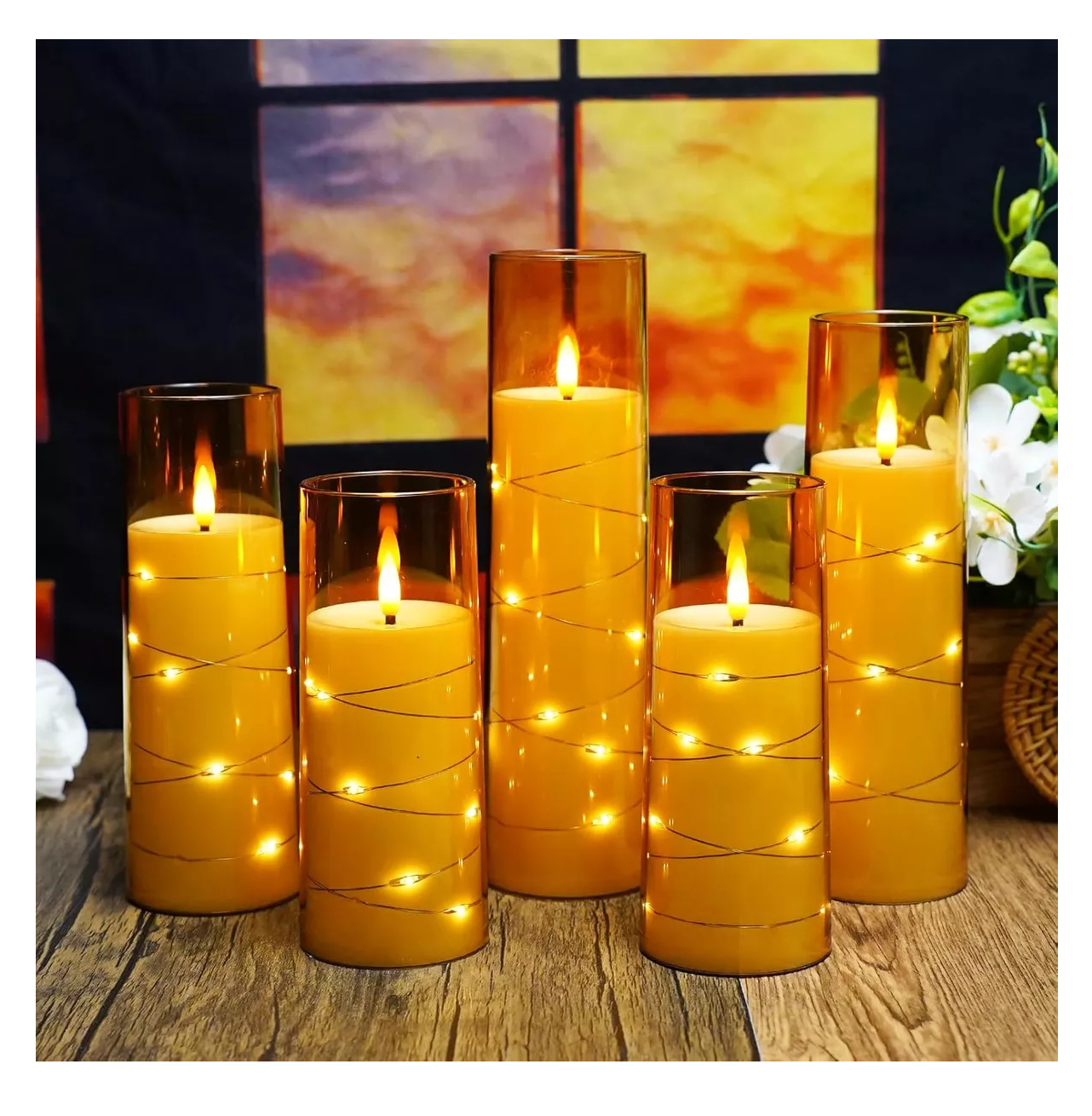 Foto 4 pulgar | Velas Led Grande 5 Piezas Doradas