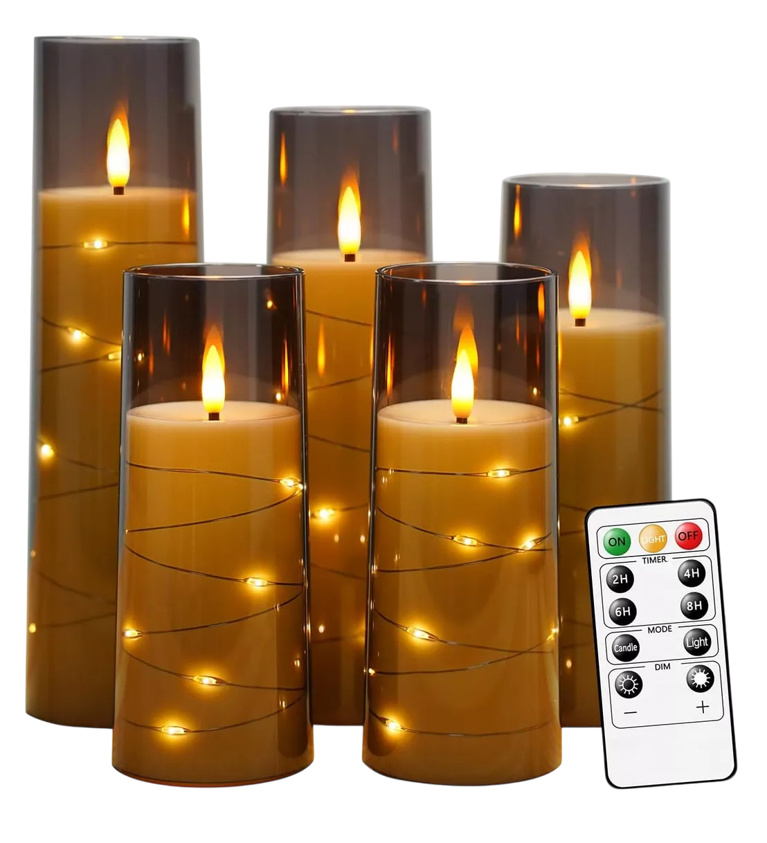 Foto 2 pulgar | Velas Eléctricas Led 5.5 cm con Control Remoto Flama Realista 5 Piezas