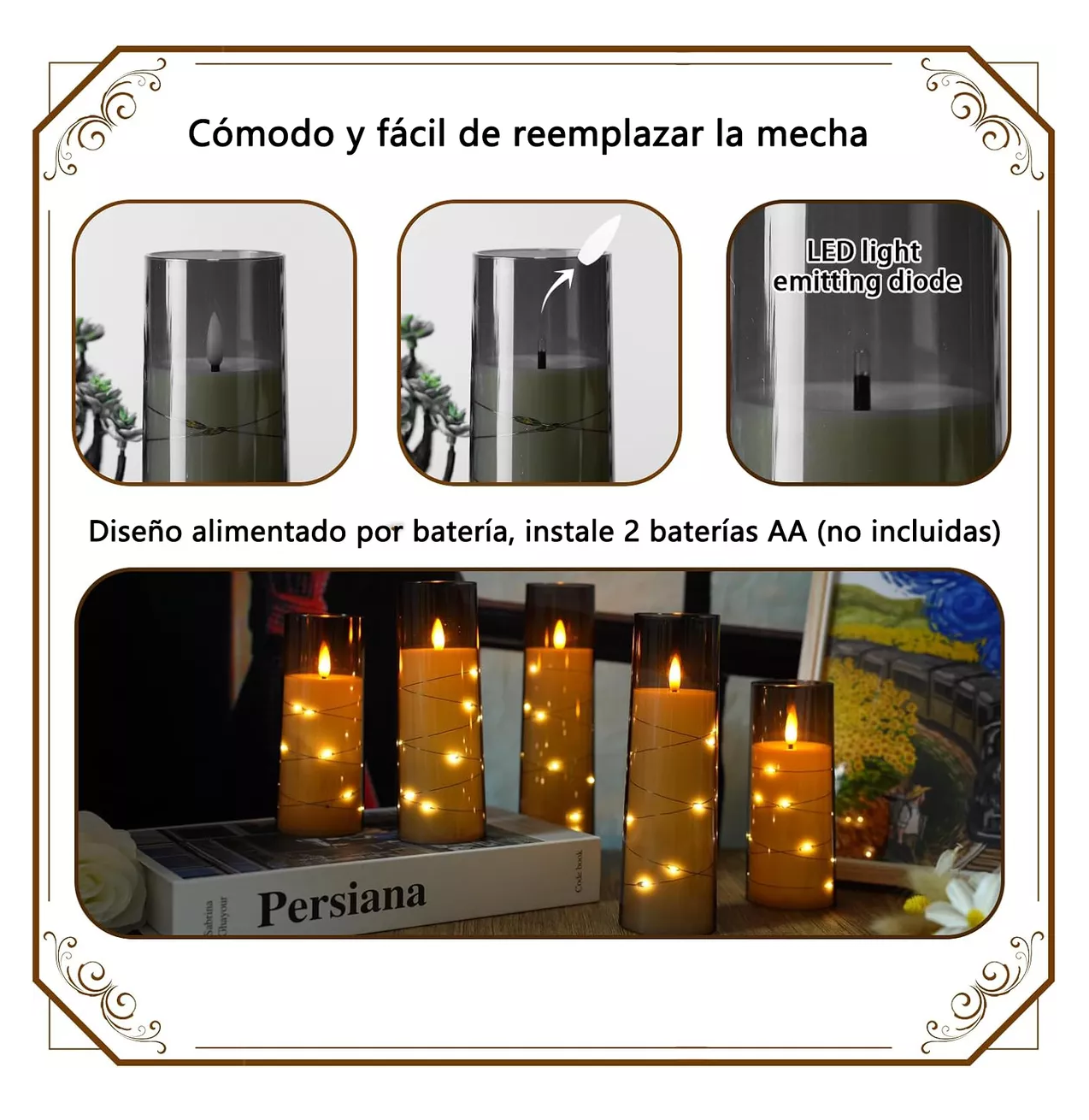 Foto 5 | Velas Eléctricas Led 5.5 cm con Control Remoto Flama Realista 5 Piezas