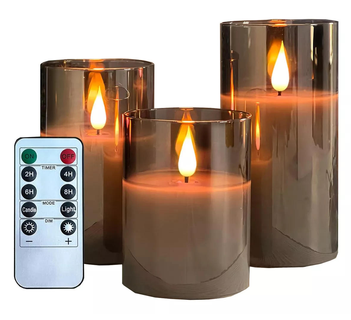 Velas Eléctricas Led 7.5 cm Flama Realista con Control Remoto 3 Piezas