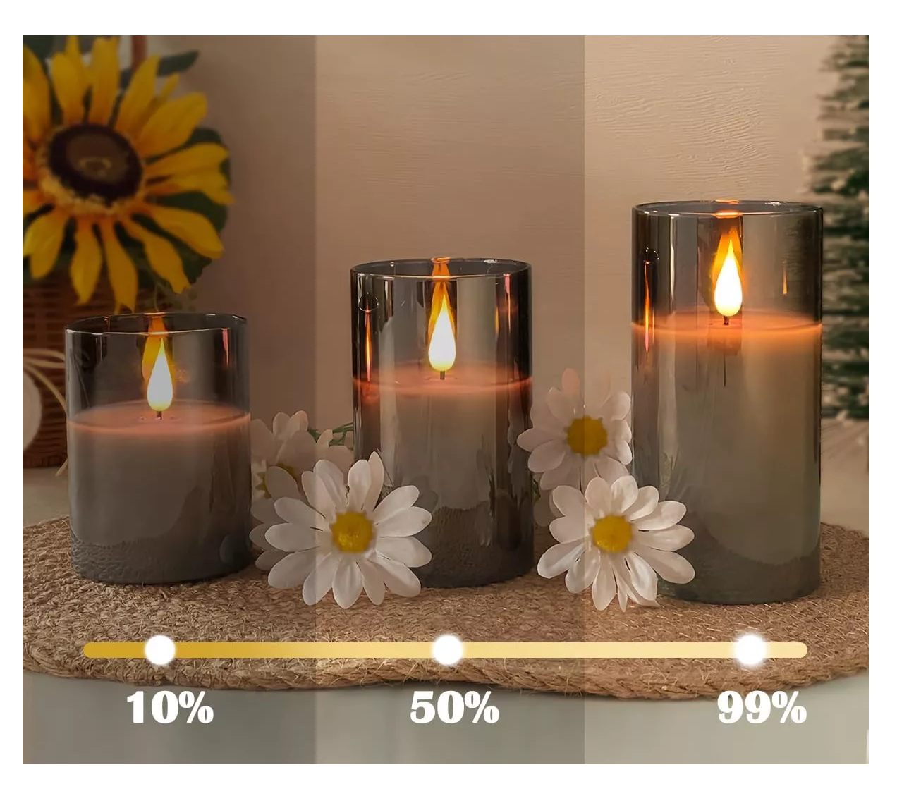 Foto 4 pulgar | Velas Eléctricas Led Belug con Control Remoto 3 Piezas Gris 7.5 cm