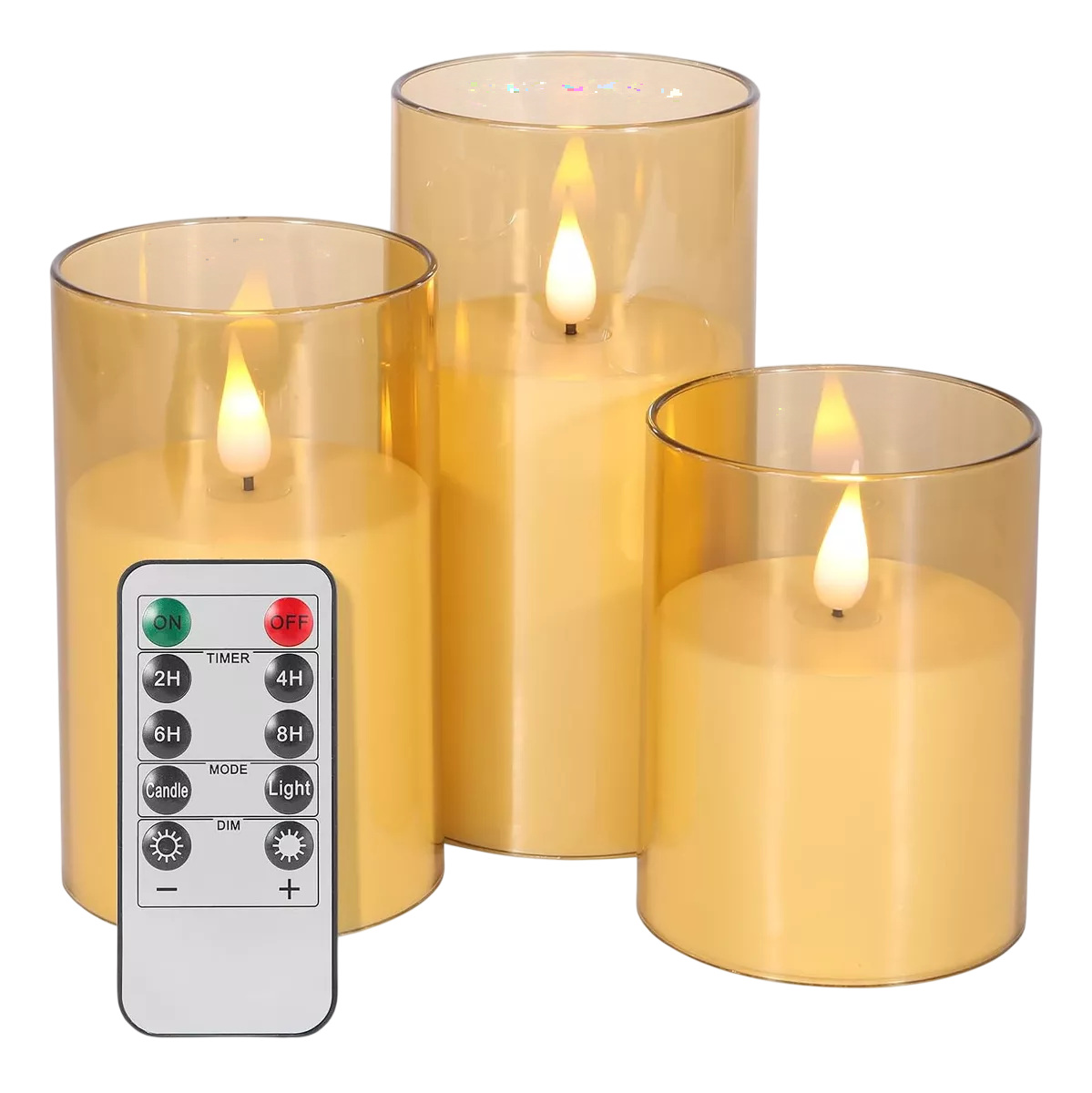 Foto 1 | Velas Eléctricas Led Flama Realista con Control Remoto 3 Piezas 7.5 cm Dorado