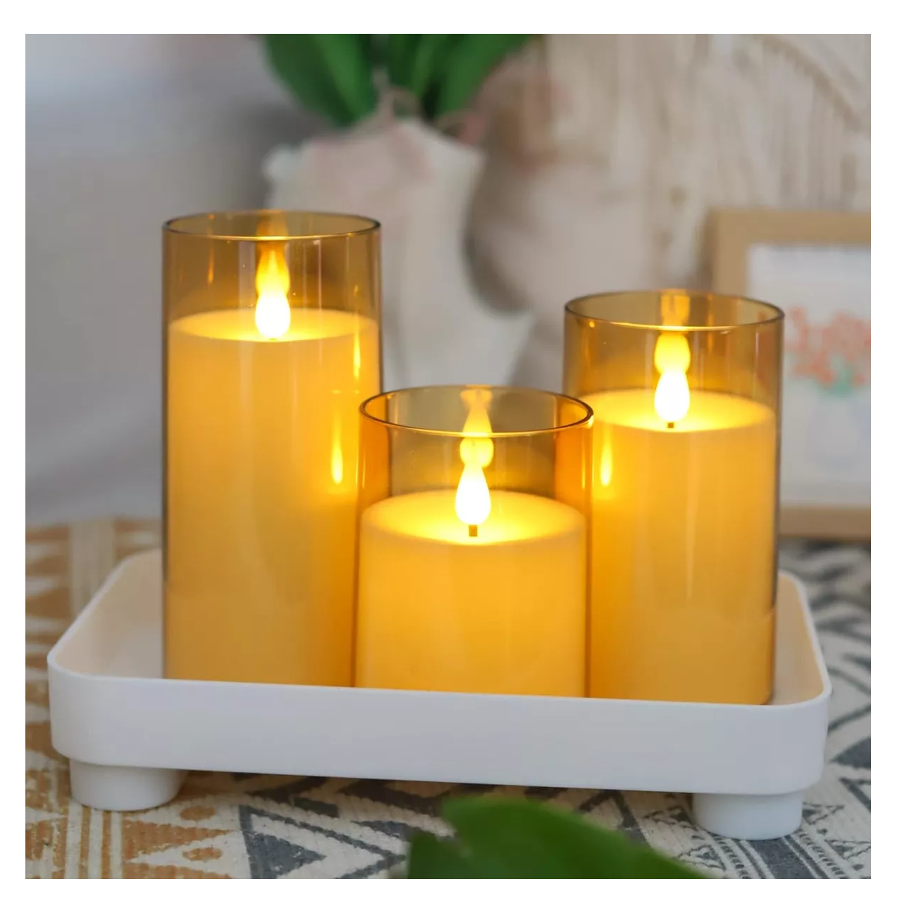 Foto 5 pulgar | Velas Eléctricas Led Flama Realista con Control Remoto 3 Piezas 7.5 cm Dorado