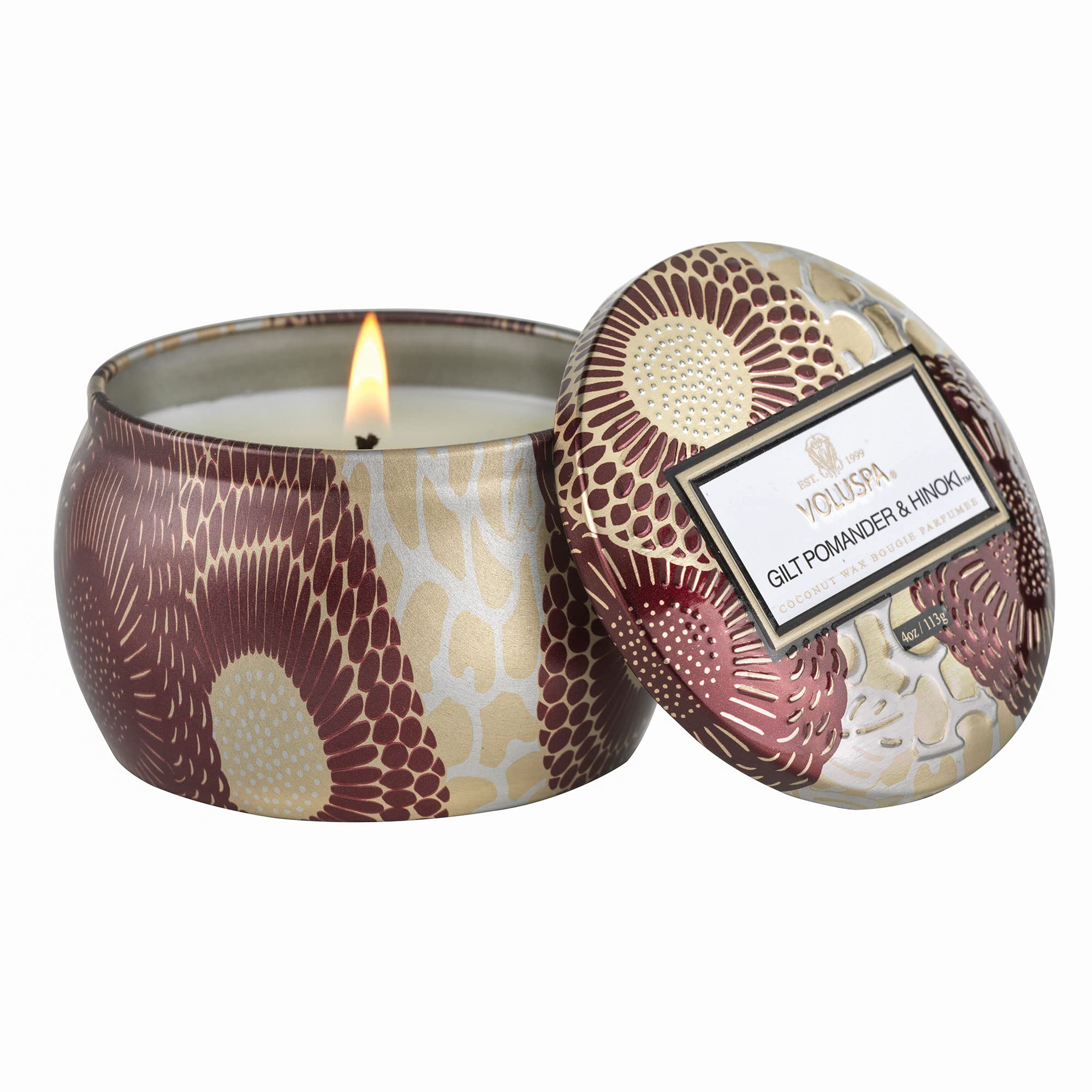 Mini Lata Candle Voluspa Gilt Pomander & Hinoki, 120 Ml, 25 Horas De Combustión - Venta Internacional.