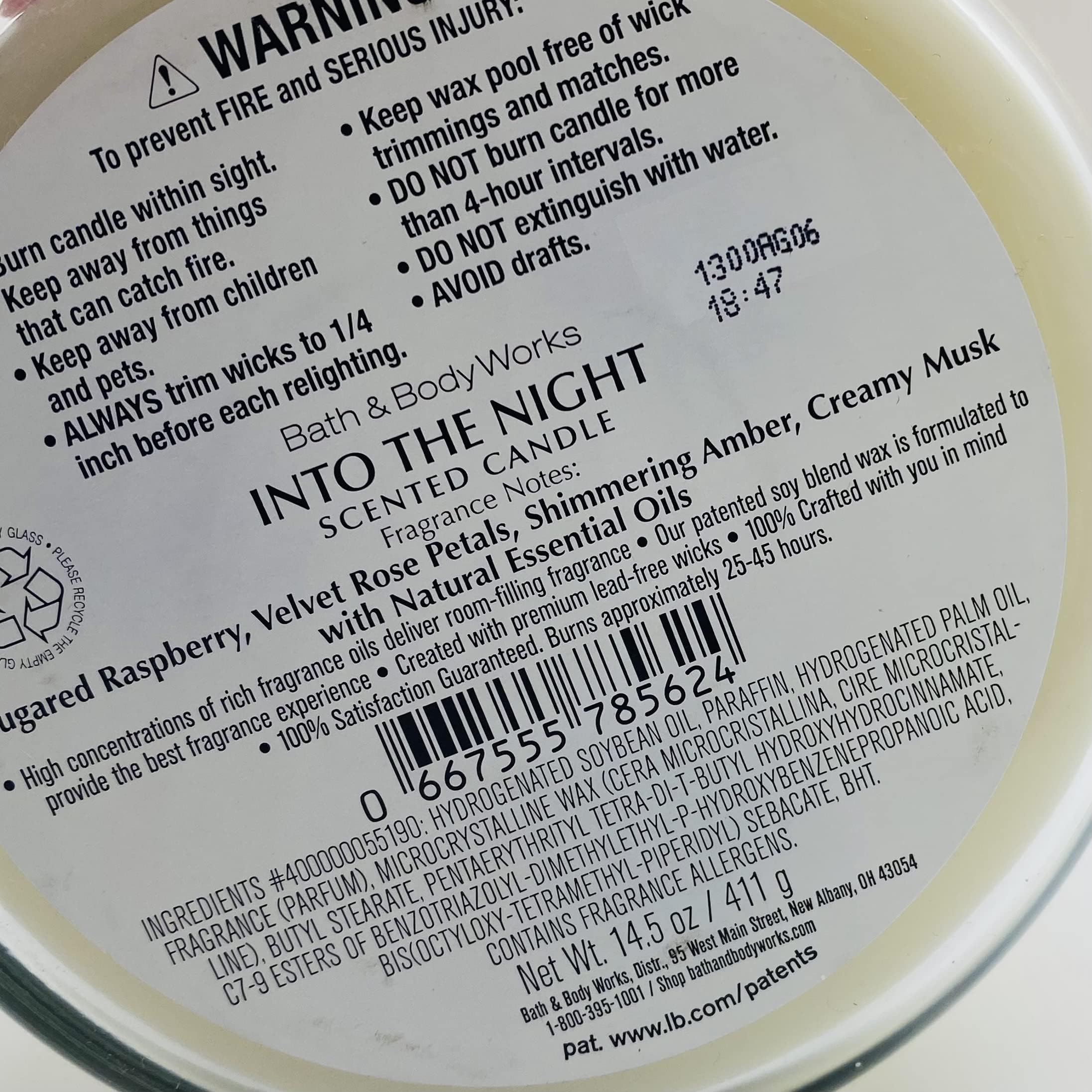 Foto 7 pulgar | Vela Bath & Body Works Into The Night 430 ml 3 Mechas Fragancia de Frambuesa y Rosa - Venta Internacional