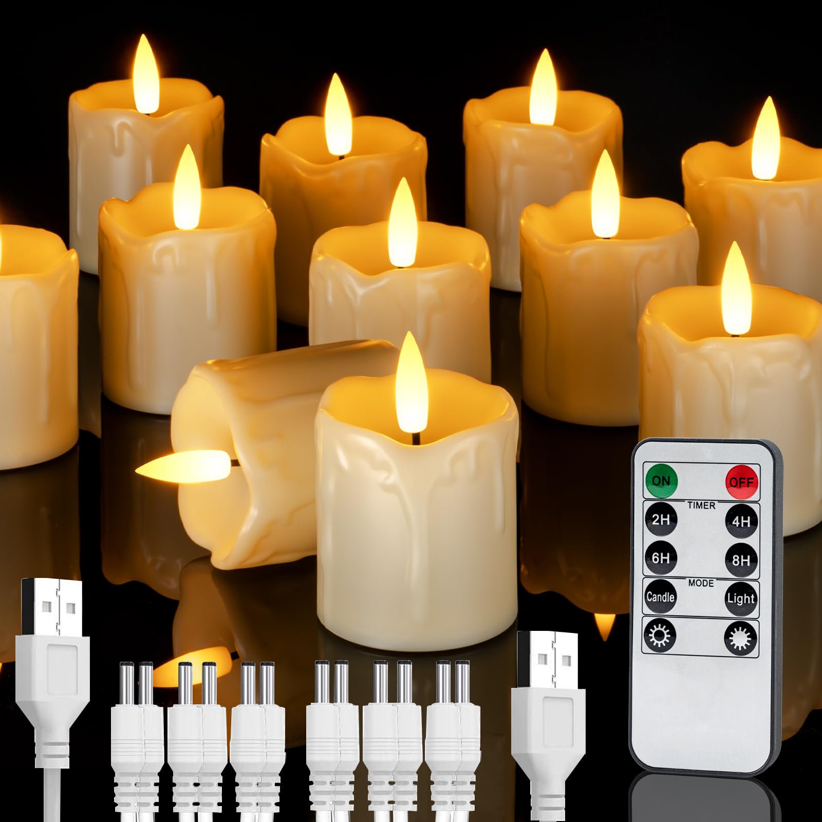 Velas Sin Llama Homemory Recargables, Paquete De 12 Con Temporizador Remoto - Venta Internacional.