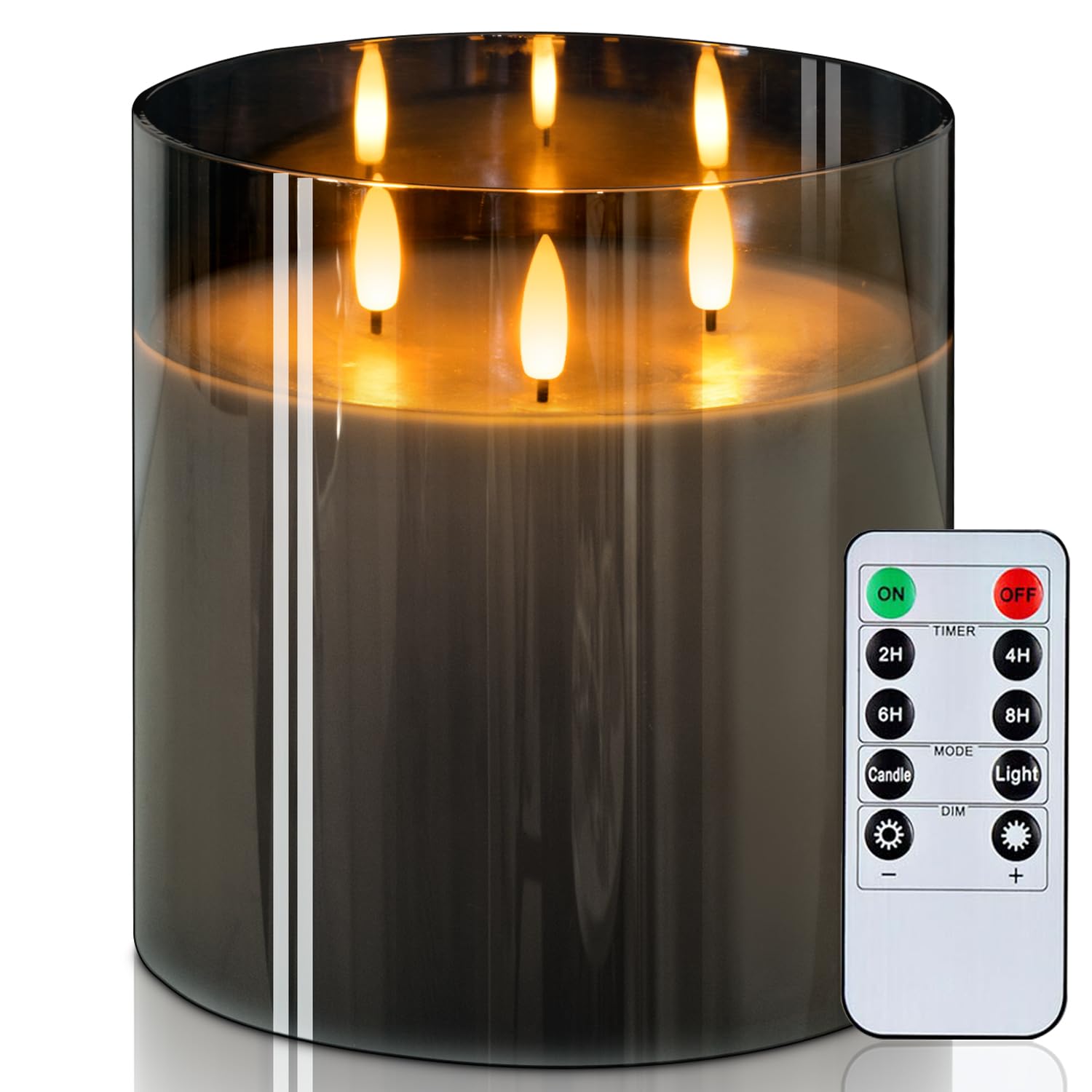 Vela Sin Llama Homemory, Pilar Led De Vidrio De 6 X 6 Pulgadas Con Control Remoto - Venta Internacional.