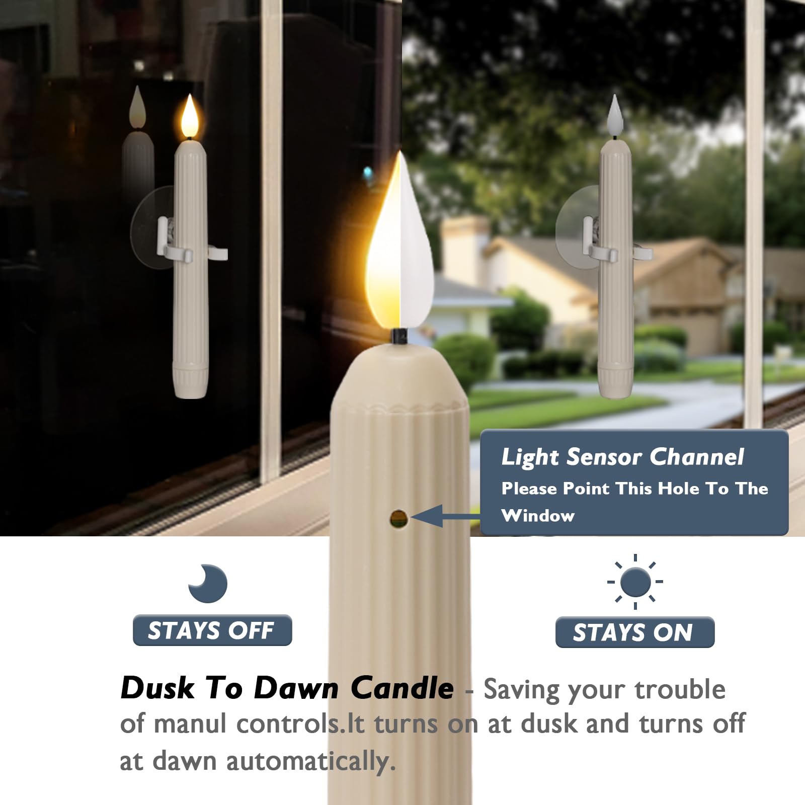 Foto 3 pulgar | Velas De Ventana Homemory, Rayadas En Color Marfil, Con Sensor, 6 Unidades - Venta Internacional.
