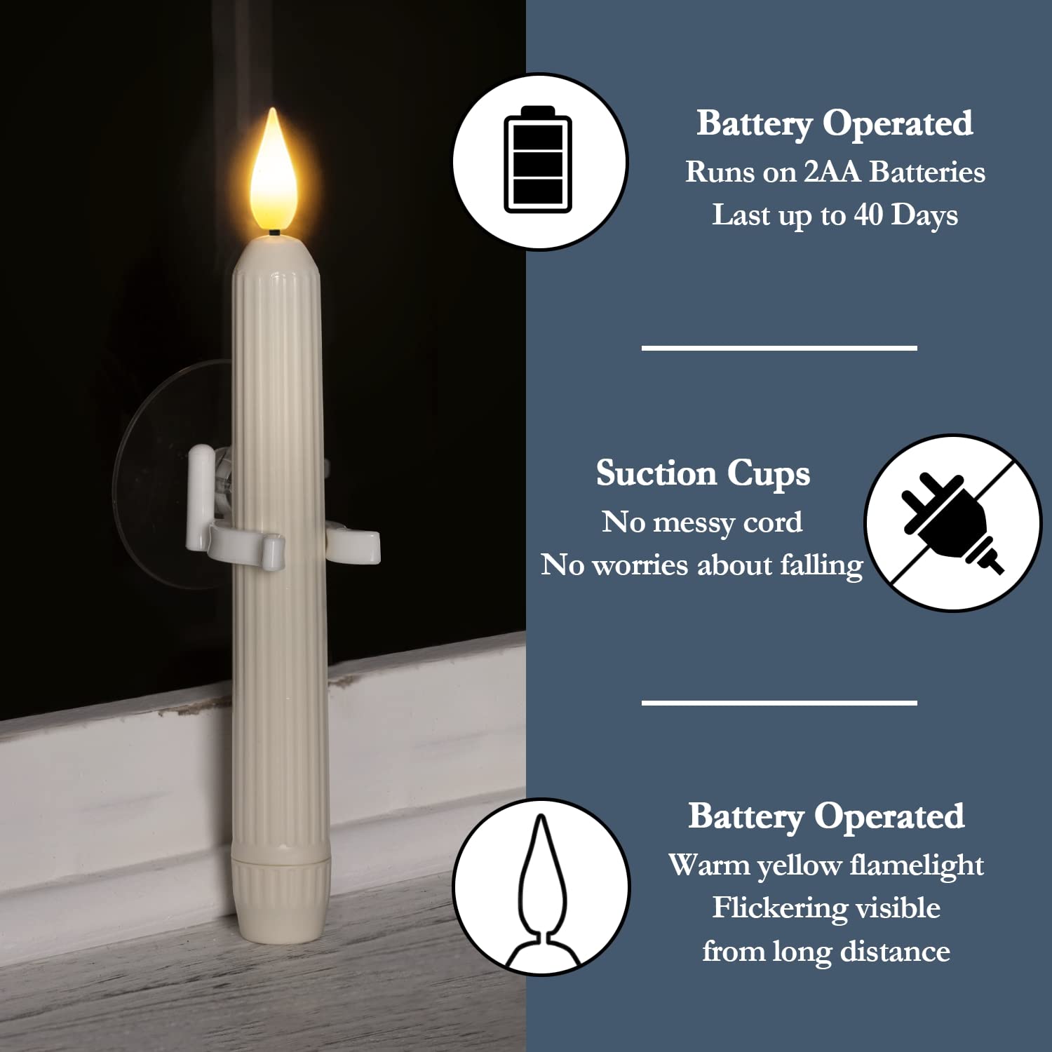Foto 5 pulgar | Velas De Ventana Homemory, Rayadas En Color Marfil, Con Sensor, 6 Unidades - Venta Internacional.