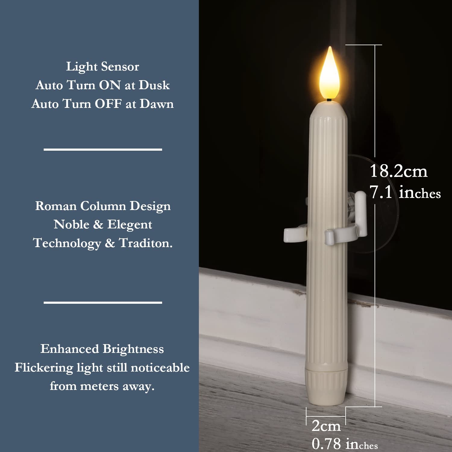 Foto 6 pulgar | Velas De Ventana Homemory, Rayadas En Color Marfil, Con Sensor, 6 Unidades - Venta Internacional.